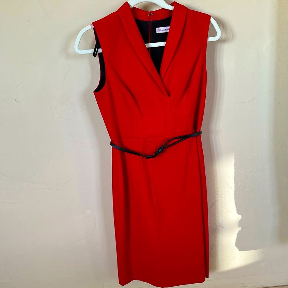 Calvin Klein red size 4 lined dress.